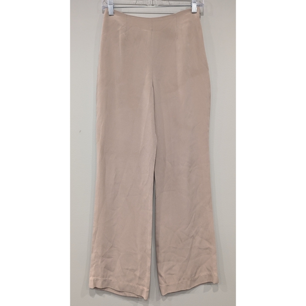 Women's Wide-Leg Satin Pants in Light Taupe
